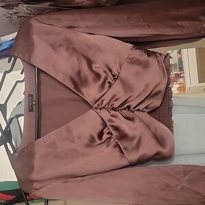 Satin crop top long sleeve